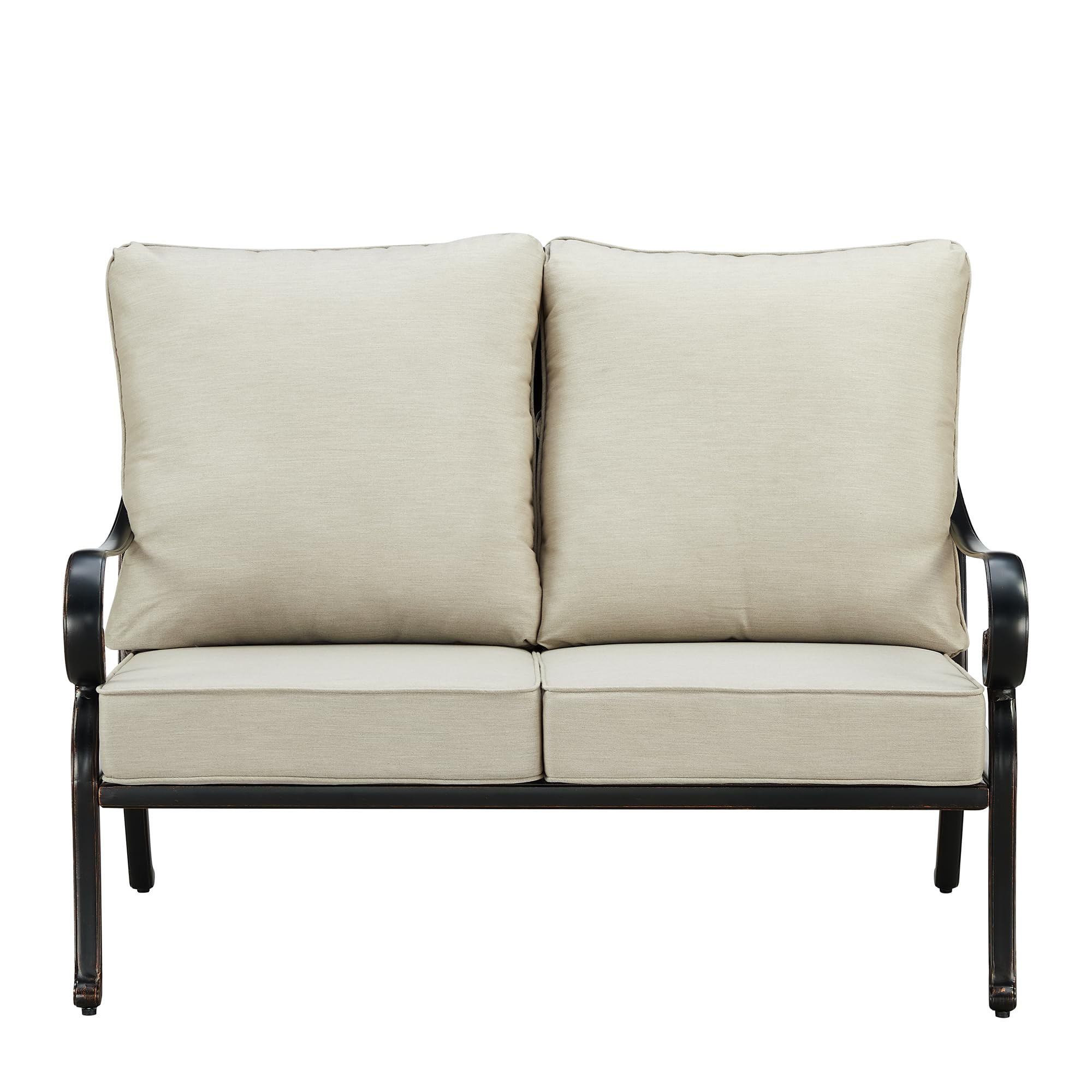 Black Aluminum Patio Deep Seating Outdoor Two Seater Loveseat