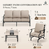 5 Pieces Patio Furniture Set, 2 x Cushioned Rocking Chair