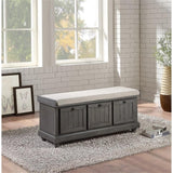 Wood Storage Bench in Dark Gray