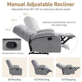 Manual Recliner Chair, Small Recliner Chairs for Adults with Overstuffed Back and Arms, Lazy Boy Recliner Chair, Velvet Reclining Chairs for Living Room, Bedroom, Home Theater, Gray