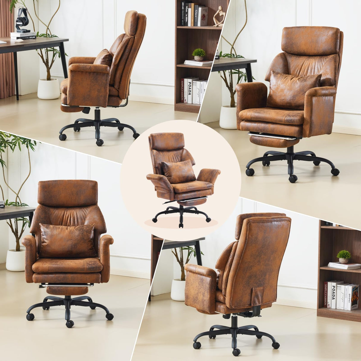 Reclining Ergonomic Office Chair with Footrest - Heavy Duty Wide Seat Gaming Chair