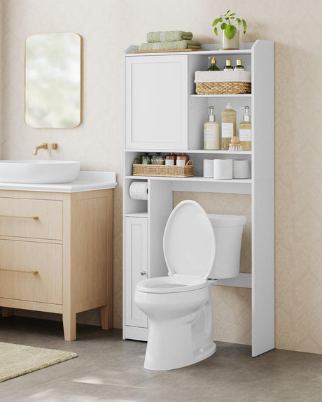 Over The Toilet Storage Shelf, Bathroom Storage Cabinet with Sliding Door