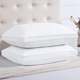 Feather Bed Pillows for Sleeping 2 Pack, 100% Cotton Cover Pillow Washable Queen Size