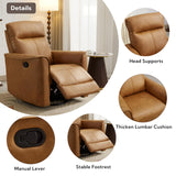 Manual Swivel Rocker Recliner, Glider Recliners with Padded Armrest and Backrest,