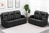 Recline Chair Set，Furniture 2PC Bonded Leather Recliner Set Living Room Set