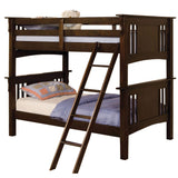 Mission Style Twin Size Bed with Ladder, Brown