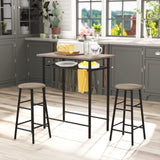 Bar Table with 2 Bar Stools, Pub Dining Table Set, Kitchen Counter Height Table