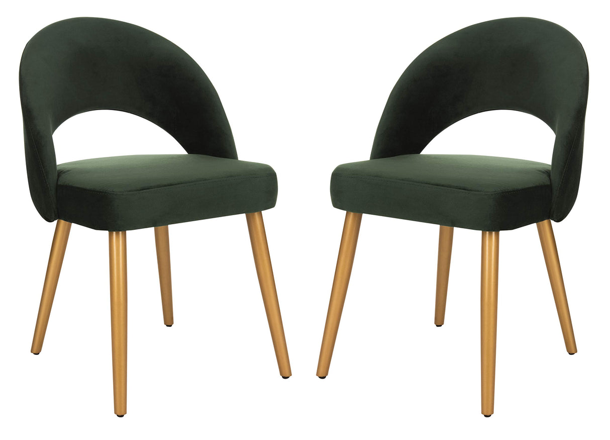 Giani Retro Malachite Green Velvet and Gold Dining Chair, Set of 2