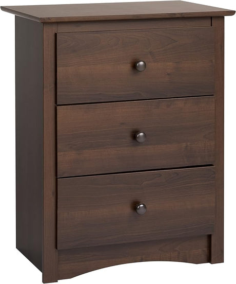 Sonoma Traditional Tall Nightstand Side Table with 3 Drawers,