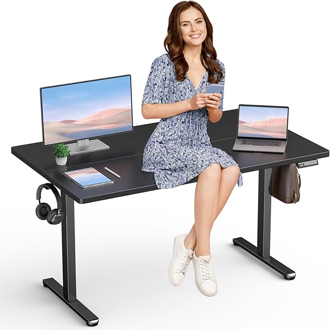 Adjustable Standing Desk Electric Sit to Stand Up Desk 48"× 24" Memory Small Home Office Desk with Quiet Motor, Black (Black, 48 * 24 Inch)