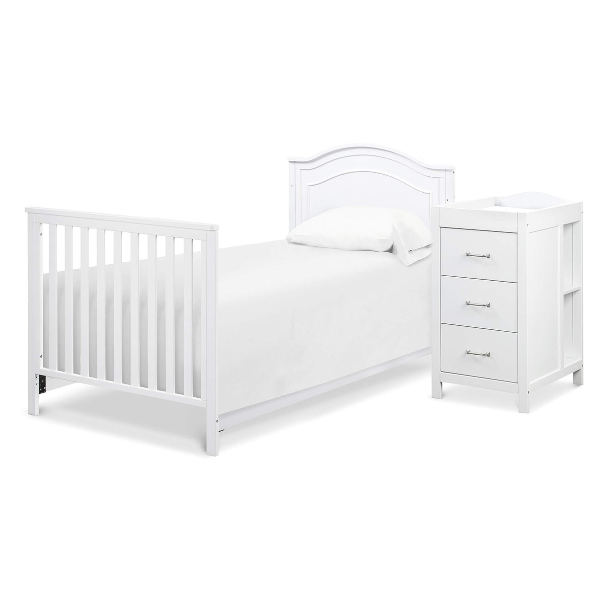 4-in-1 Convertible Mini Crib and Changer Combo in White, Greenguard Gold Certified