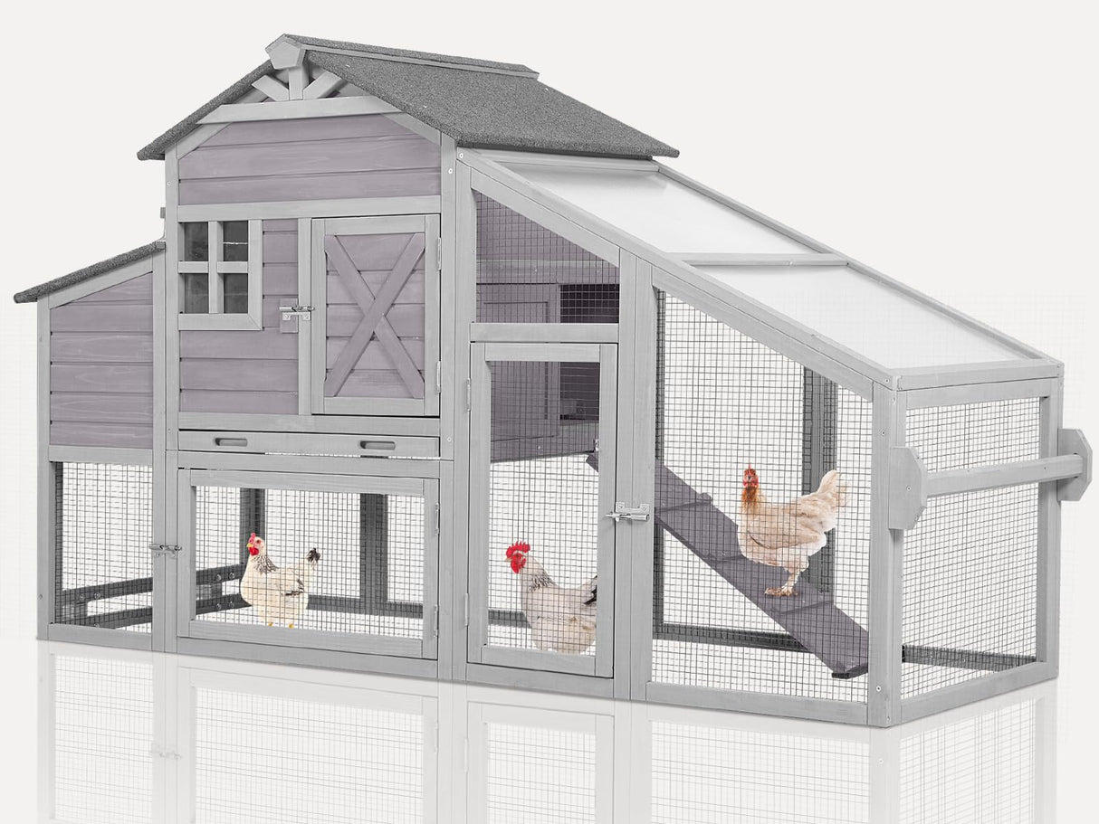 Chicken Coop with Wheels Wooden Outdoor Chicken House Easy Cleaning