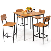 5-Piece Dining Table Set for Small Space, Kitchen Table and Chairs Set for 4 with Steel Frame,