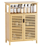 Bathroom Cabinet Freestanding, Bamboo Storage Cabinet 4-Tier Floor Cupboard