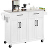 Kitchen Island Cart with Stainless Steel Countertop, 50.5" Width Kitchen