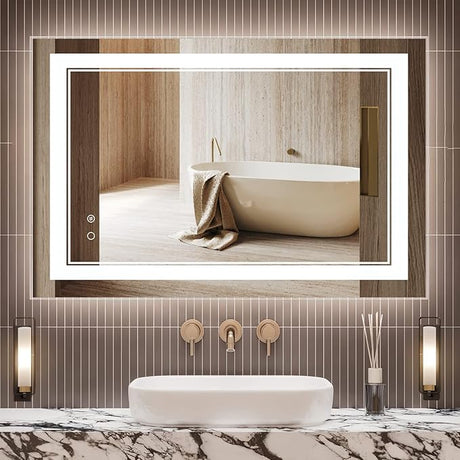 24" x 40" LED Bathroom Mirror Wall-Mounted Vanity Anti-Fog Mirror Dimmable Adjustable