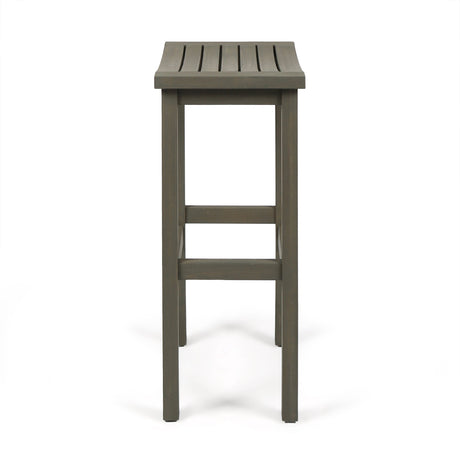 Caribbean Outdoor 30" Acacia Wood Barstools, 4-Pcs Set, Grey Finish