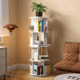 Rotating Bookshelf, Cloud Shape Board, 360° Rotating Bookcase for Small Space, Corner Bookcase for Bedroom, Living Room, Study Room, 4 Tier, White