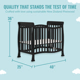 4-In-1 Convertible Mini Crib In Black, Greenguard Gold Certified