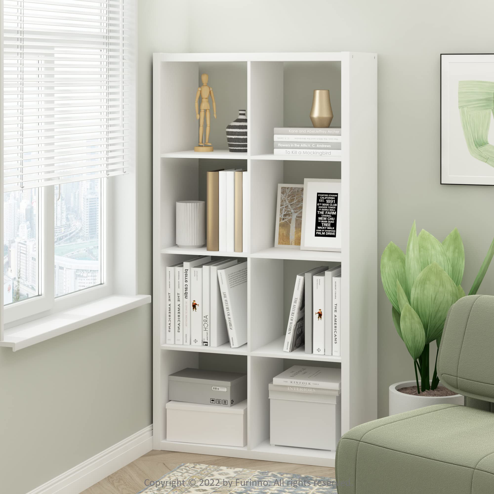Cubicle Open Back Decorative Cube Storage Organizer, 8-Cube, White