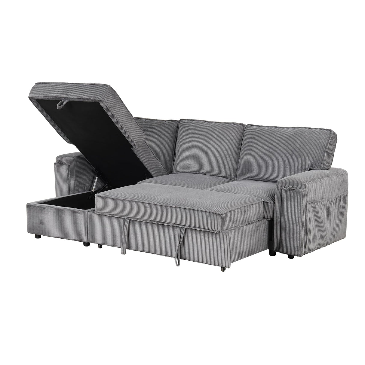 Reversible Sleeper Sectional Sofa W/Pull Out Sleep Couch Bed and Reversibl Storage