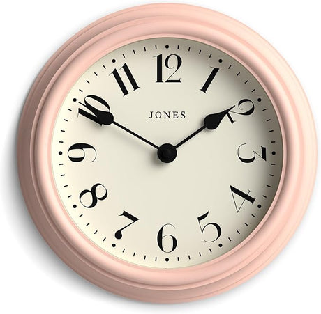 'Frieze' Wall Clock – Small Round Contemporary Classic Round Clock in Pink, with Pretty Numbers,