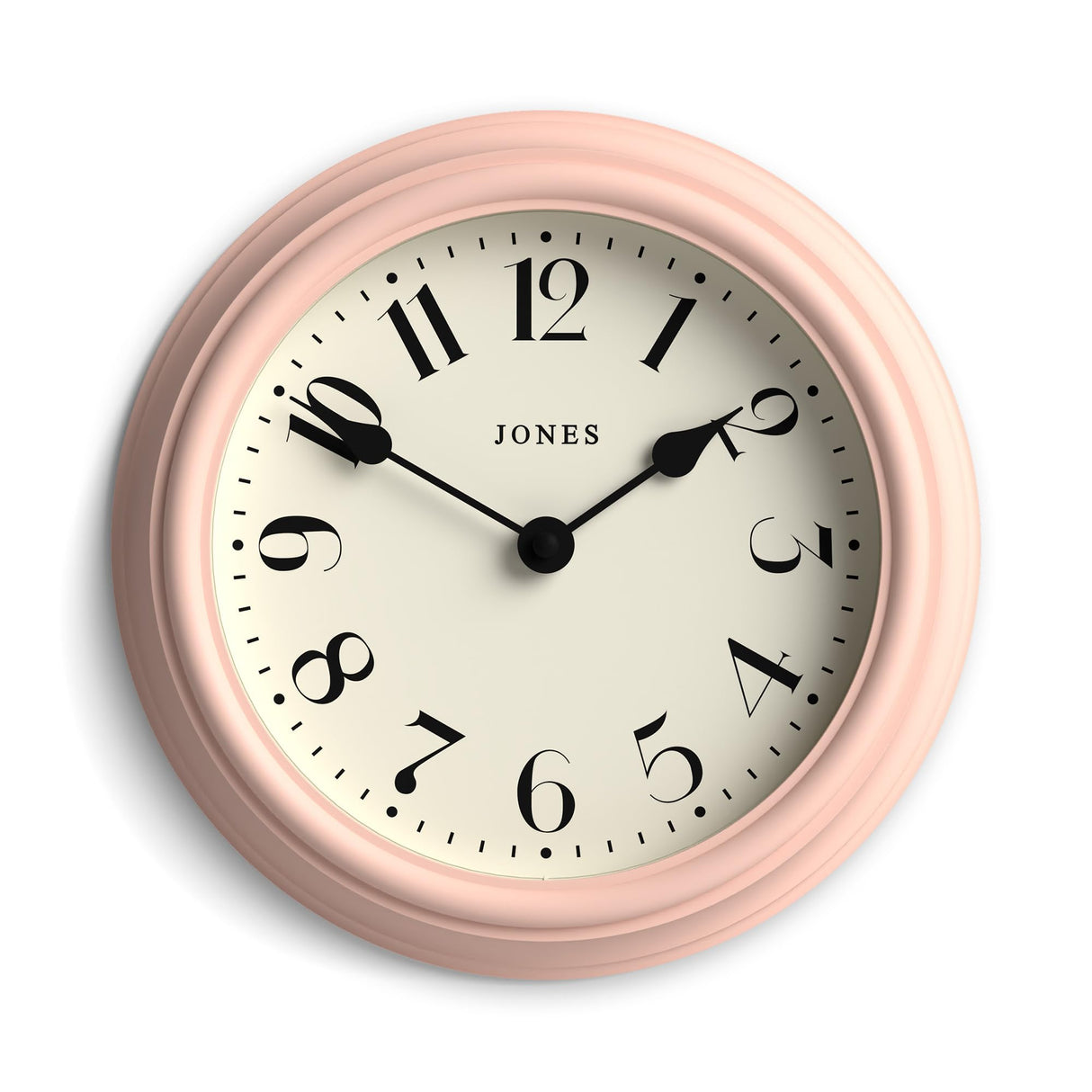 'Frieze' Wall Clock – Small Round Contemporary Classic Round Clock in Pink, with Pretty Numbers,