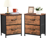 Nightstand with 2 Drawers, Bedside Table Small Dresser with Removable Fabric Bins for