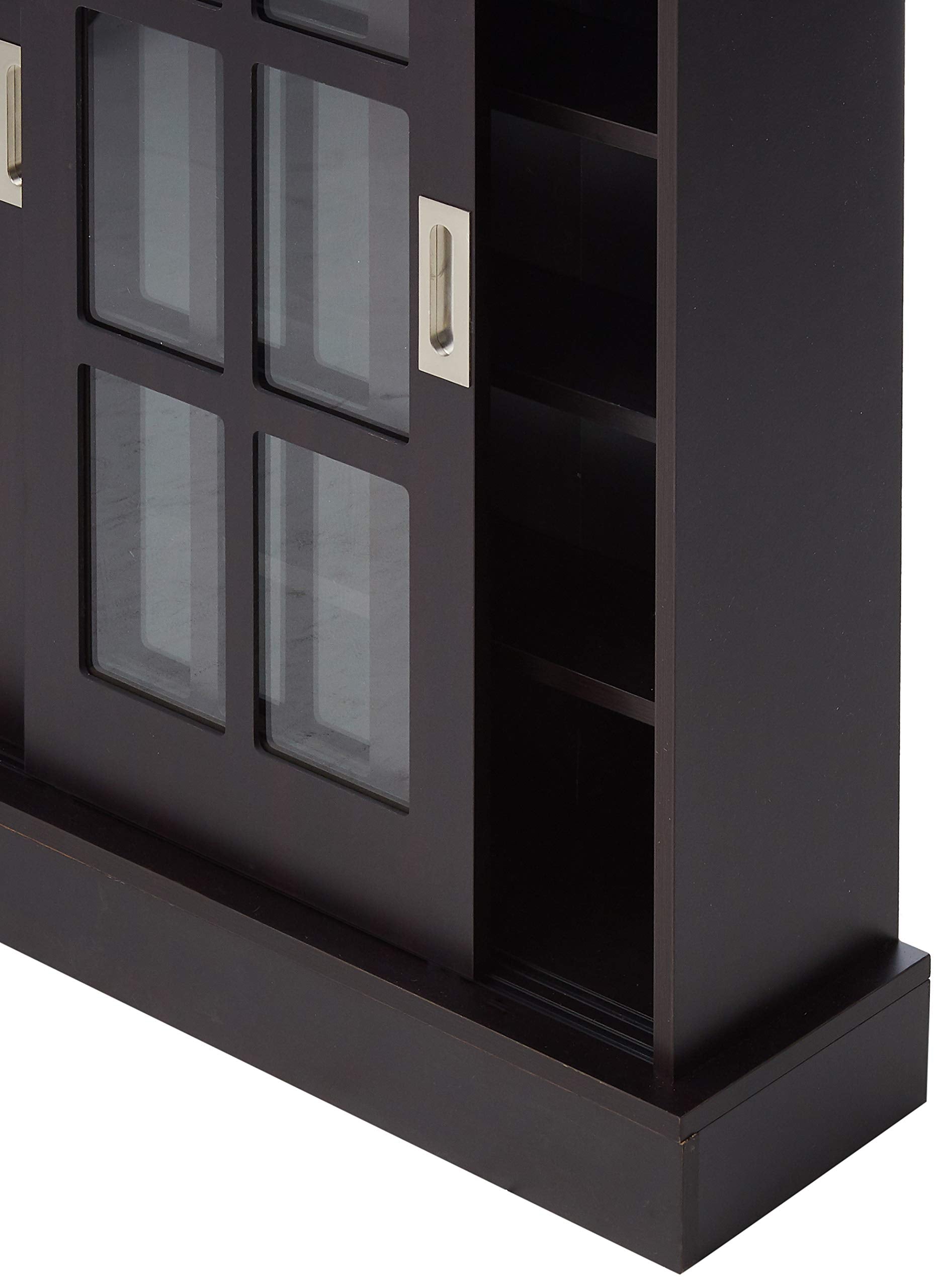 Windowpane Media/Storage Cabinet - Tempered Glass Pane Sliding Doors