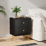 Black Nightstand, Black and Gold Nightstand, Night Stand with Drawers, Small End Table