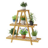 Plant Stand For Indoor Outdoor Tiered Plant Shelf 3 Tier 8 Potted Bamboo