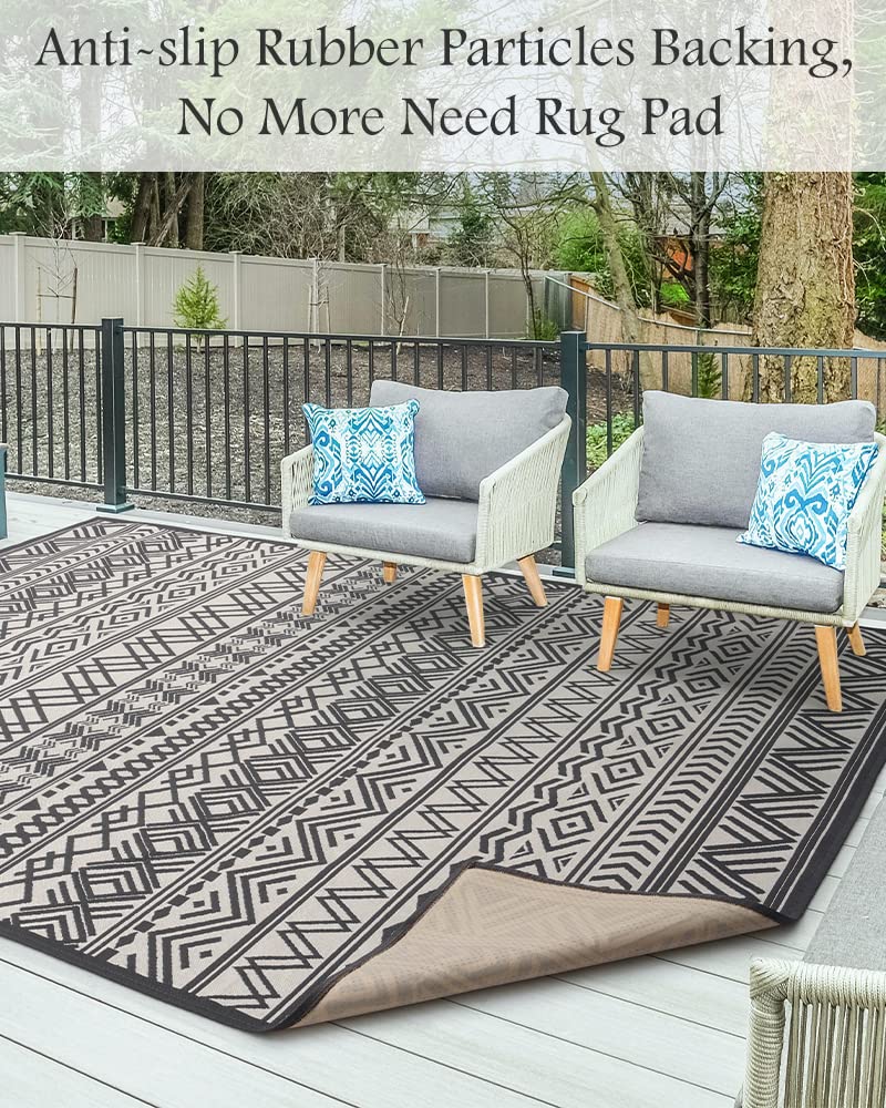 Outdoor Rug Carpet 6x9 ft, Flatweave Textured Outdoor Patio Rug Non Slip