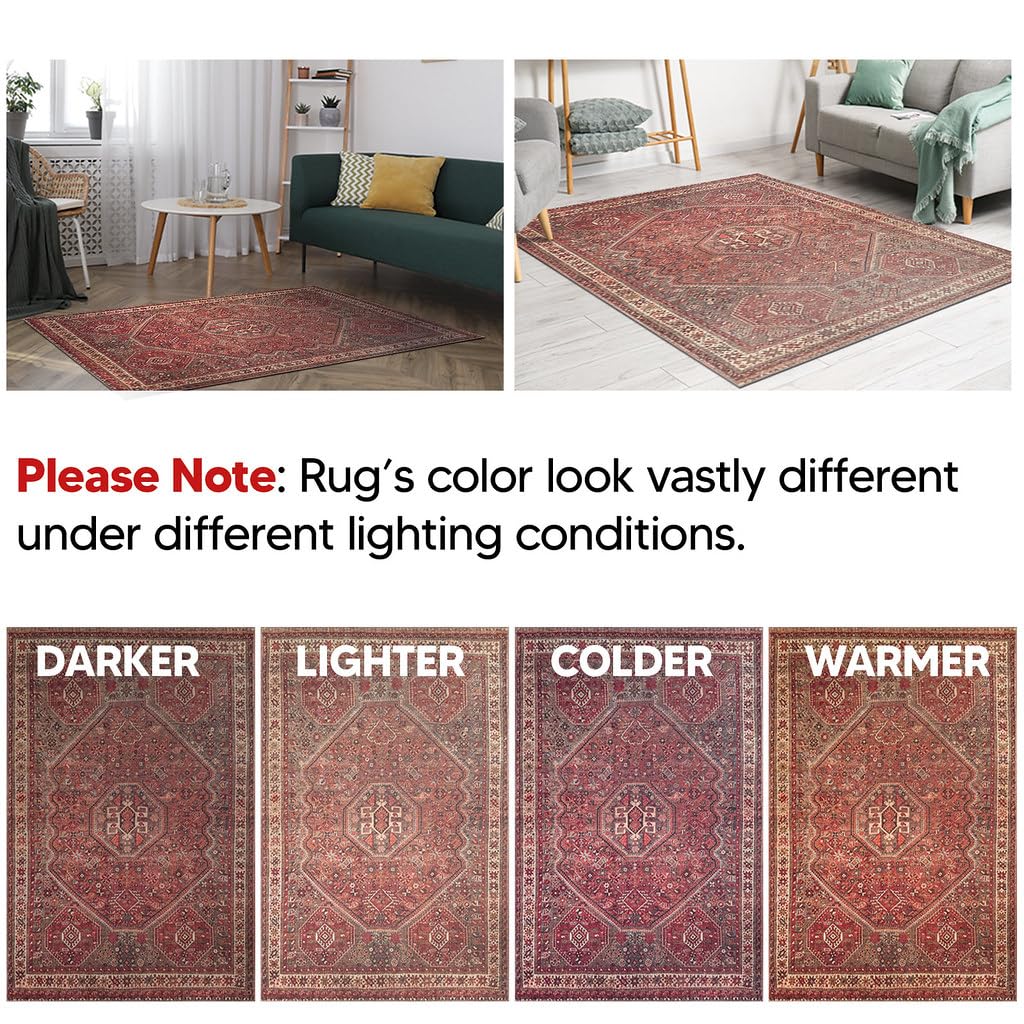 Design Machine Washable Area Rugs with Non-Slip Backing, Ideal for Hallway, Living Room