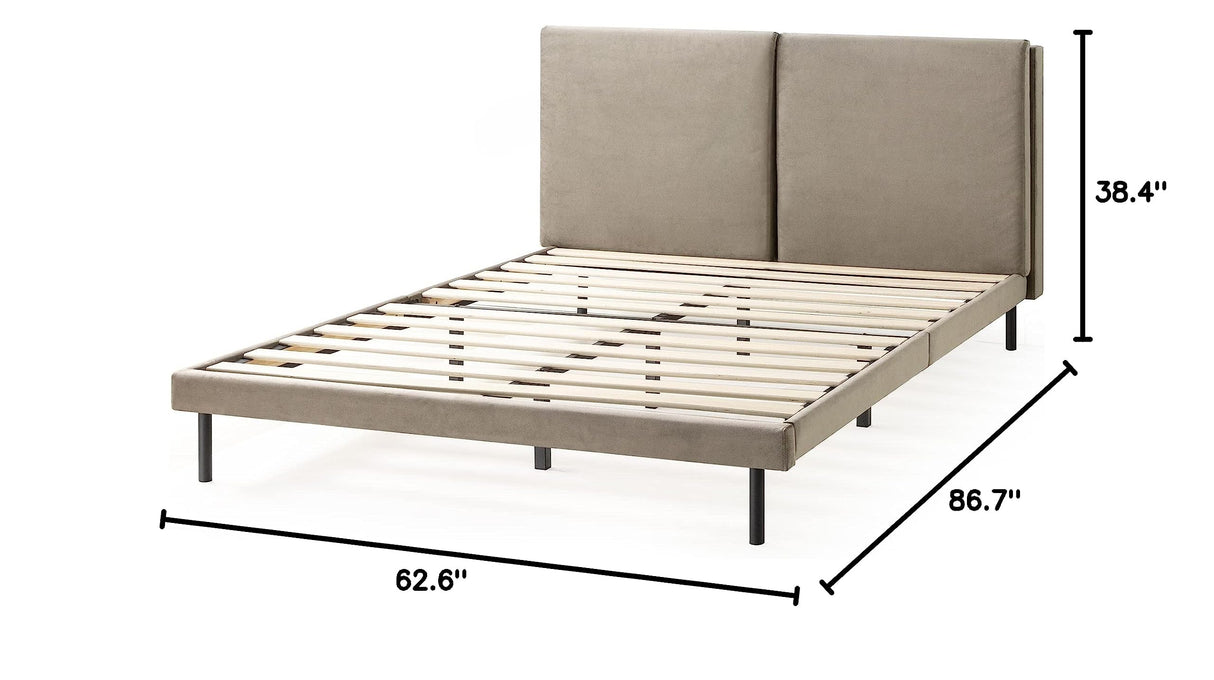 Taylor Velvet Upholstered Platform Bed Frame with Split Headboard / Velvet Bed Frame