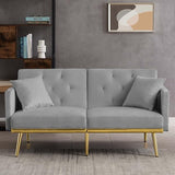 Convertible Futon Sofa Bed, 59-inch Modern Velvet Sleeper Sofa Small Loveseat