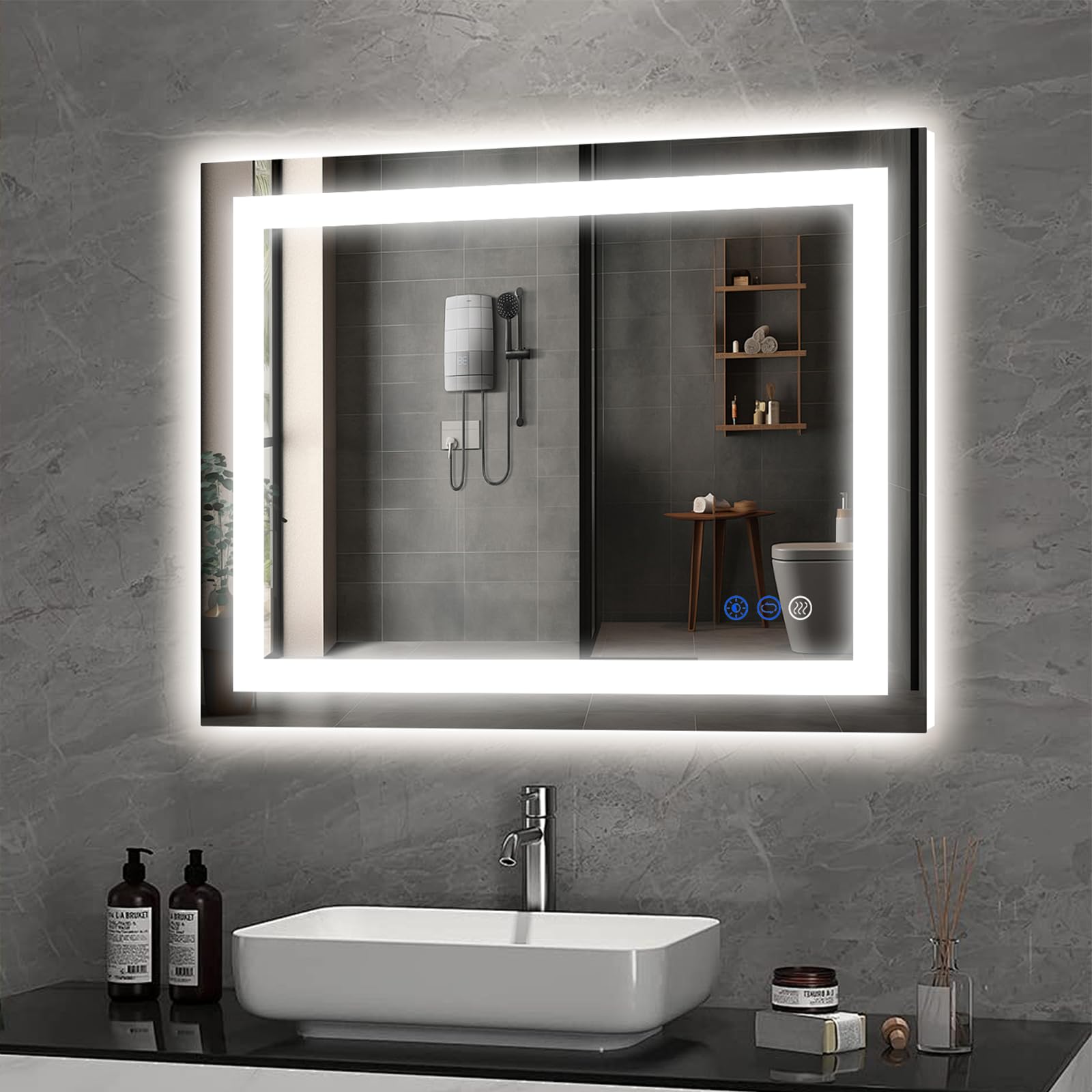 36x28 LED Bathroom Mirror, Frontlit & Backlit, Wall Vanity Mirror