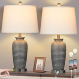 25" Farmhouse Jar Table Lamps Set of 2, 3 Way Touch Control Rustic