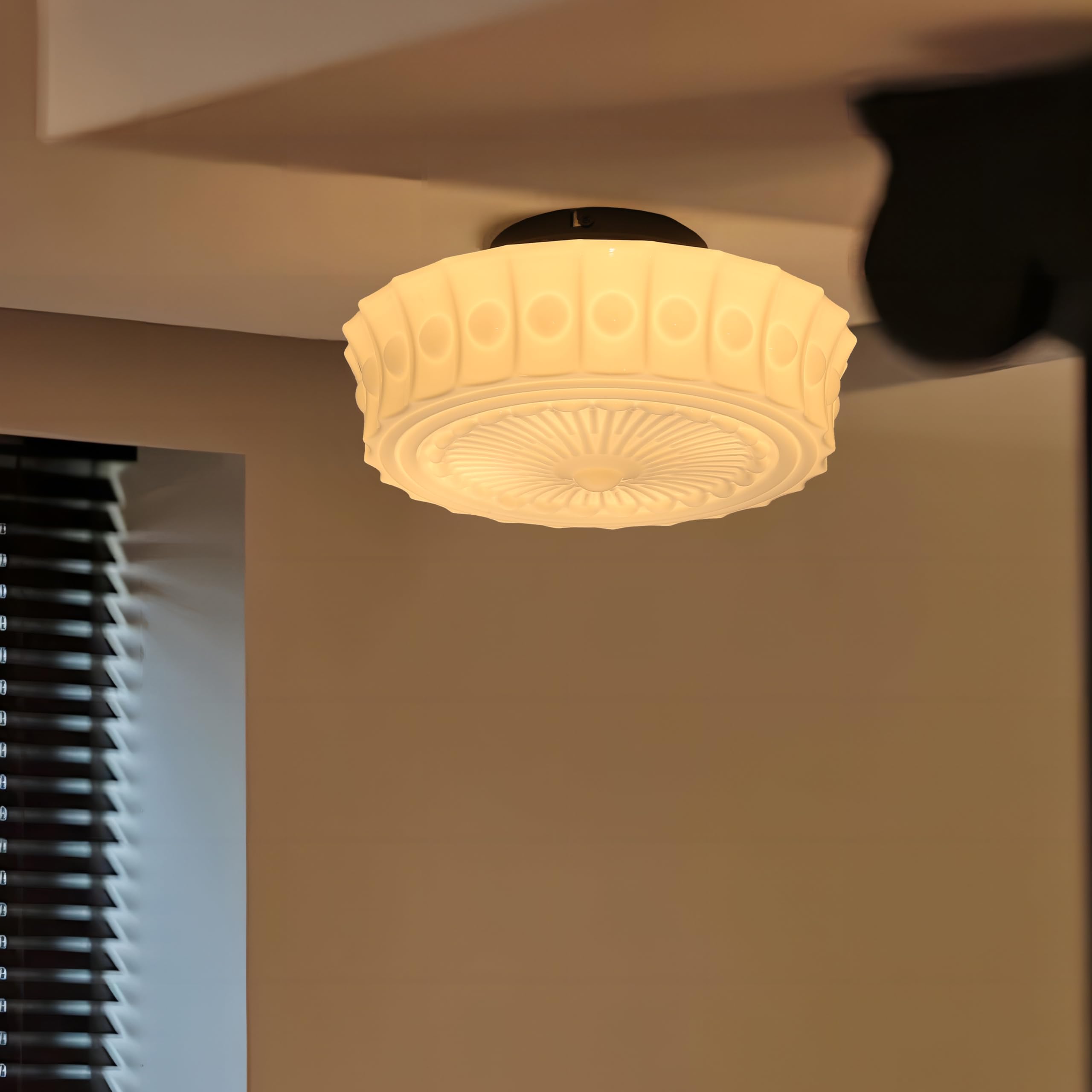 Schoolhouse Ceiling Light Fixture - 13.8" Milk Glass Semi Flush Mount