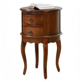 Solid Wood End Table with Drawer, Round Side Storage Table Nightstand, Living Room