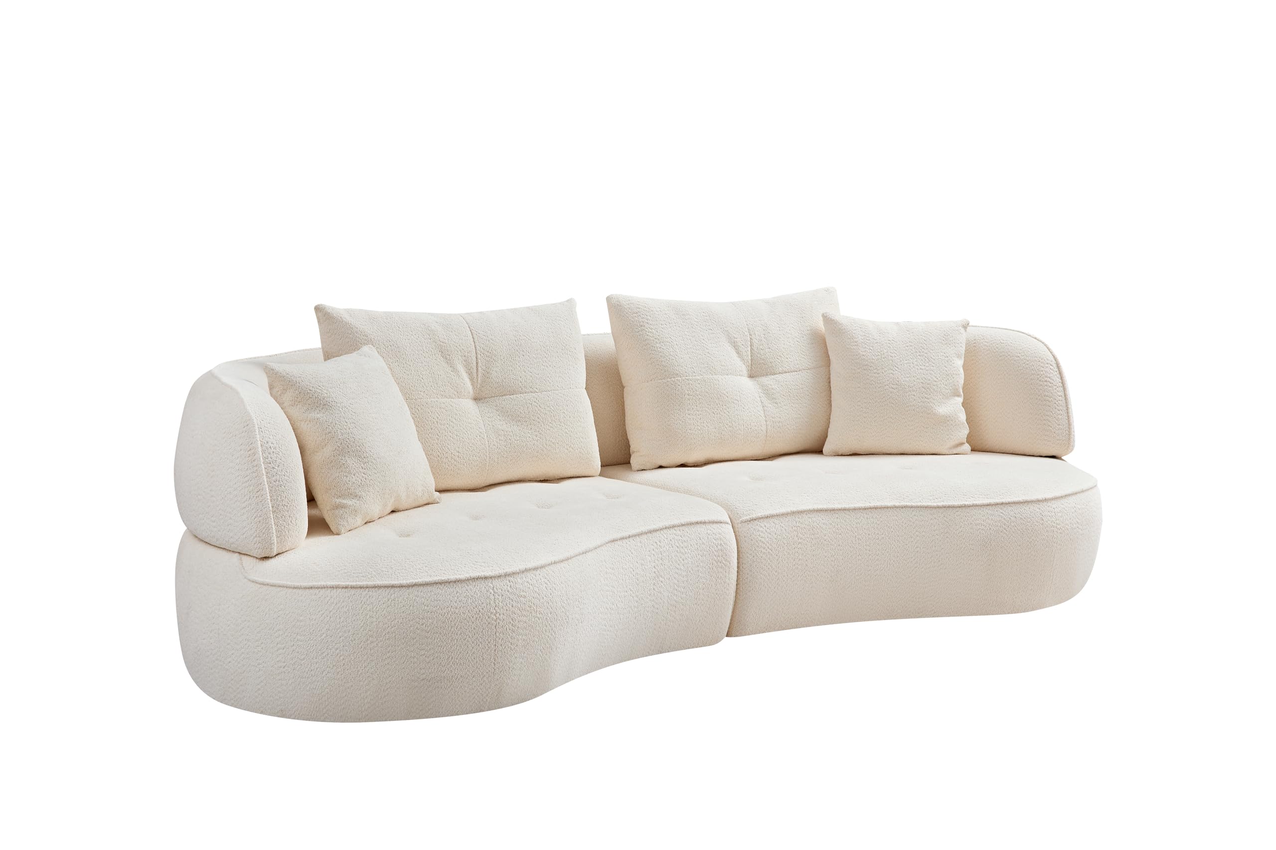 109‘’Curved Sectional Sofa, Boucle Fabric Sectional Sofa Couc