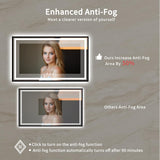 60x36 Inch Black Framed LED Bathroom Mirror with Anti-Fog