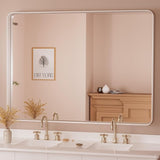 48 x 36 Inch Gold Bathroom Mirror, Champagne Gold Brushed Metal Framed Modern Vanity