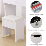 Vanity Table Set with Lighted Mirror - Makeup Vanity with Lights, Adjustable Brightness, Large Drawer Sturdy Wood Vanity, White 80x40x140cm