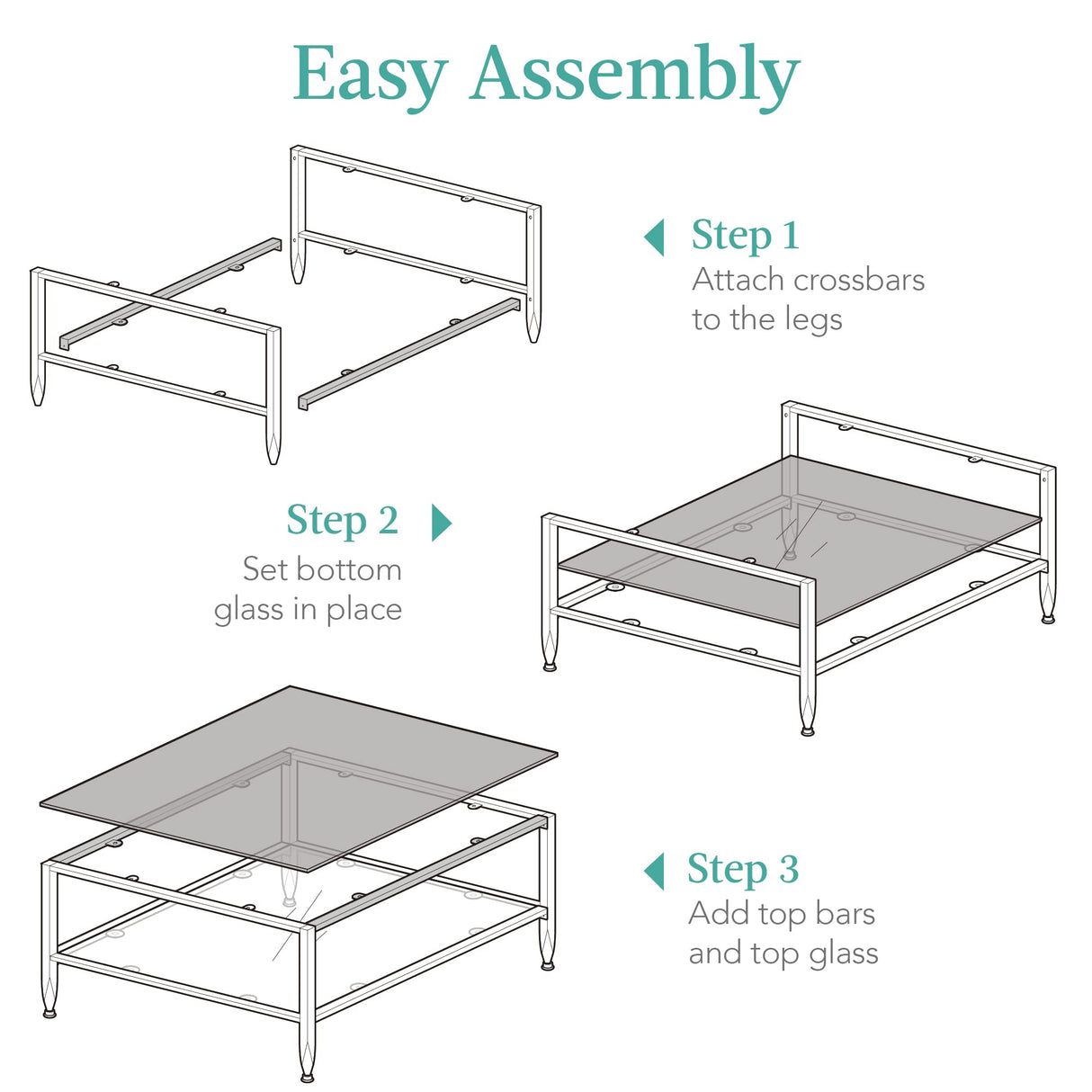 32” Square Glass Coffee Table, Large 2-Tier Accent Furniture for Living Room