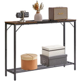 Narrow Console Table, 42.1"L Industrial entryway Table, 2 Tiers Sofa Side Table