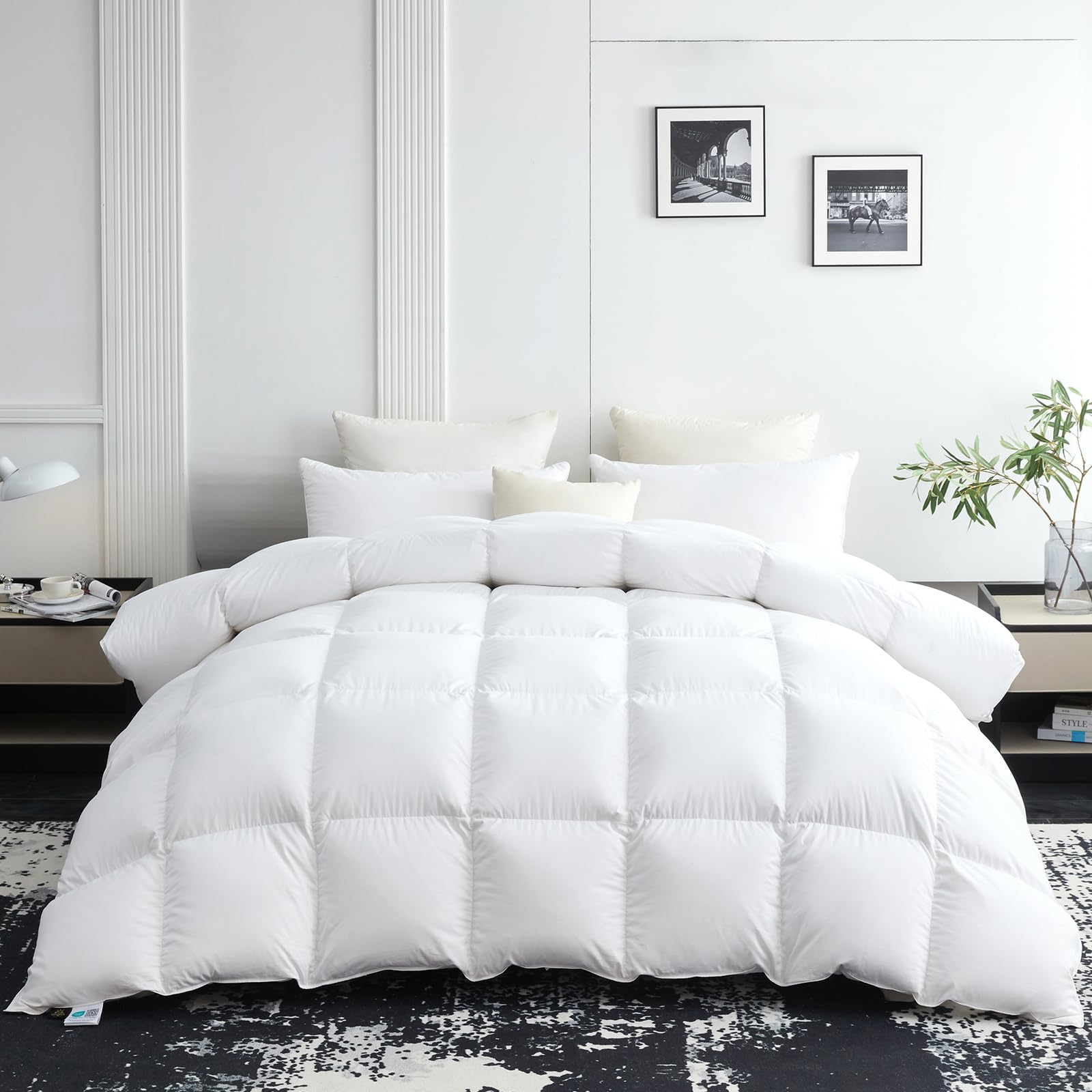 Goose Down Fiber Comforter King Size, 850+ Fill Power Hotel Style Bedding Comforter