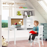 Kids Desk and Chair Set, Children Study Writing Desk w/Chair, Hutch, Storage, Drawers