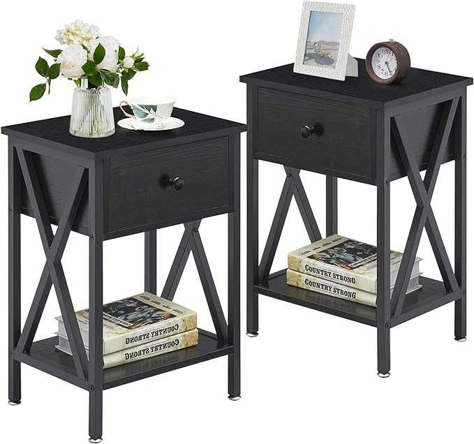 Nightstands Set of 2, Modern Bedside End Tables, Night Stands