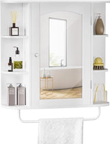 Bathroom Cabinet Medicine Cabinet Organizer, Wall Mounted Bathroom Cabinet with Mirror Door and Removable Shelf for Bathroom Living Room Laundry Bedroom