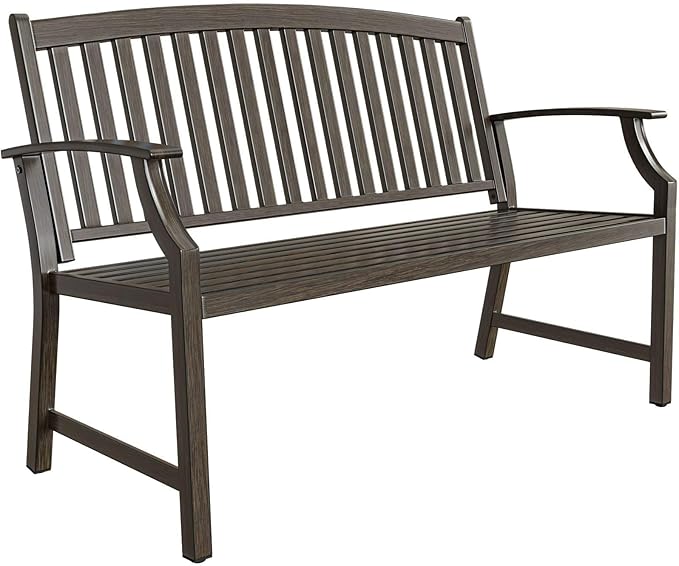 52" Farmhouse Outdoor Bench, Garden Benches with Rust Free